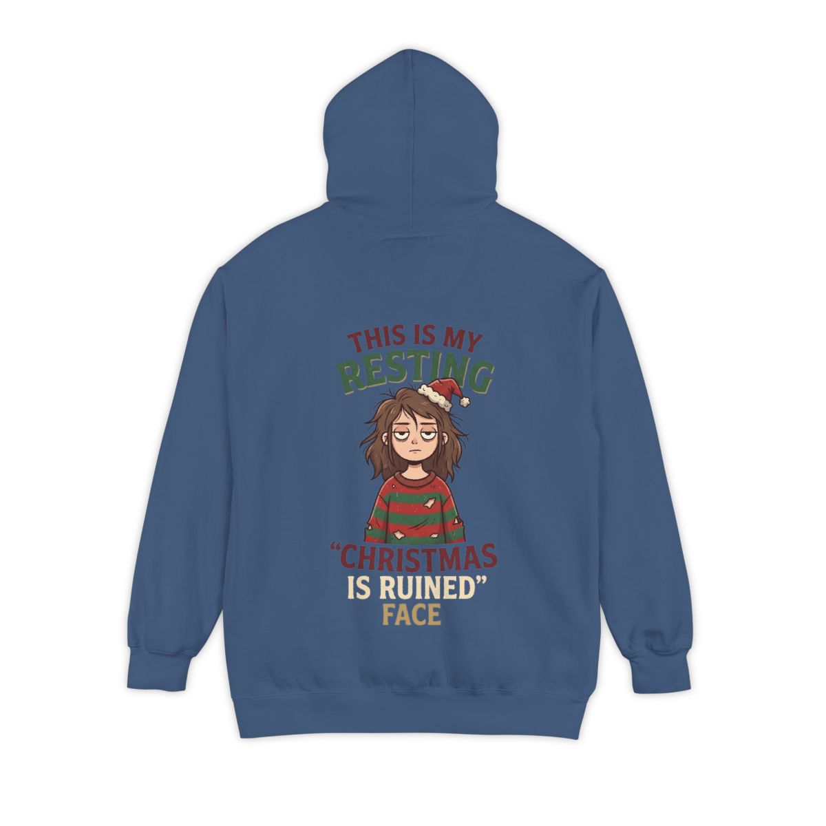Color: True Navy | Christmas Is Ruined Garment-Dyed Hoodie
