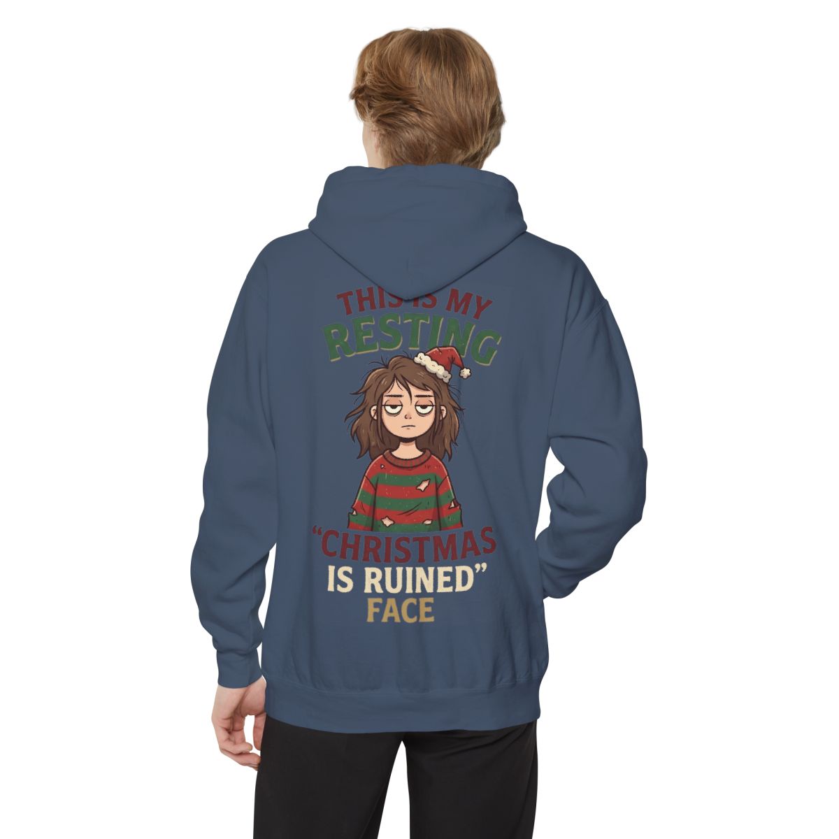 Color: Denim | Christmas Is Ruined Garment-Dyed Hoodie