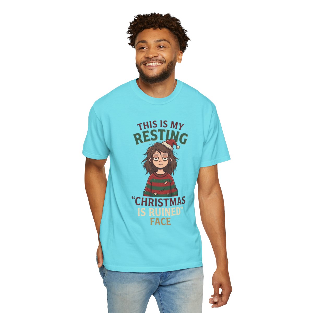Color: Lagoon Blue | Christmas Is Ruined Unisex Garment-Dyed Tee