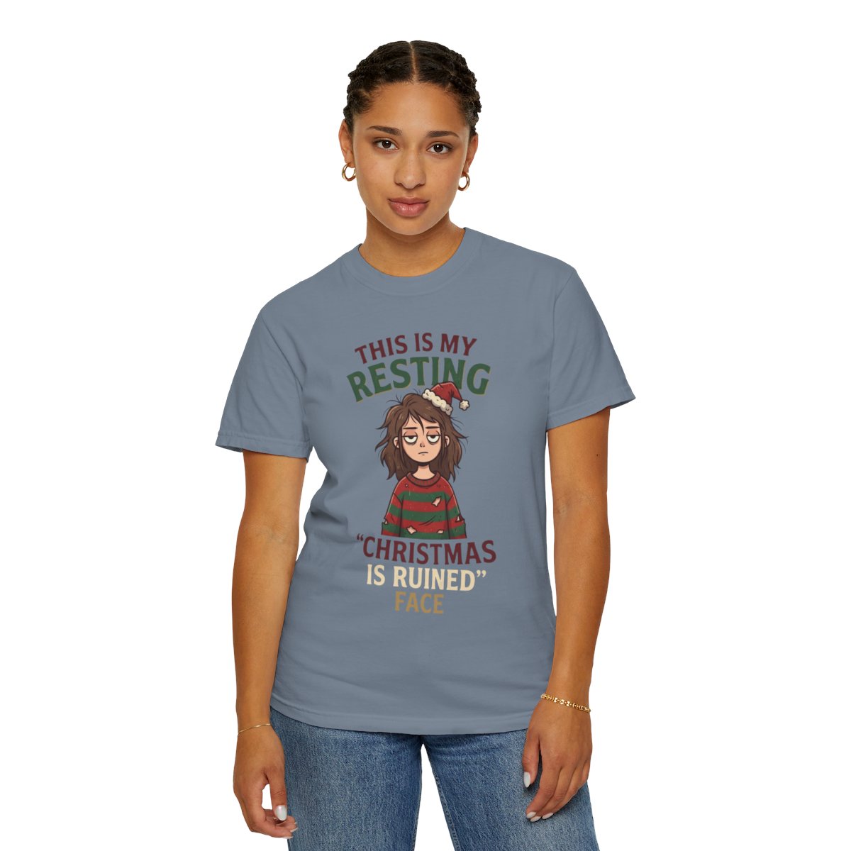 Color: Blue Jean | Christmas Is Ruined Unisex Garment-Dyed Tee