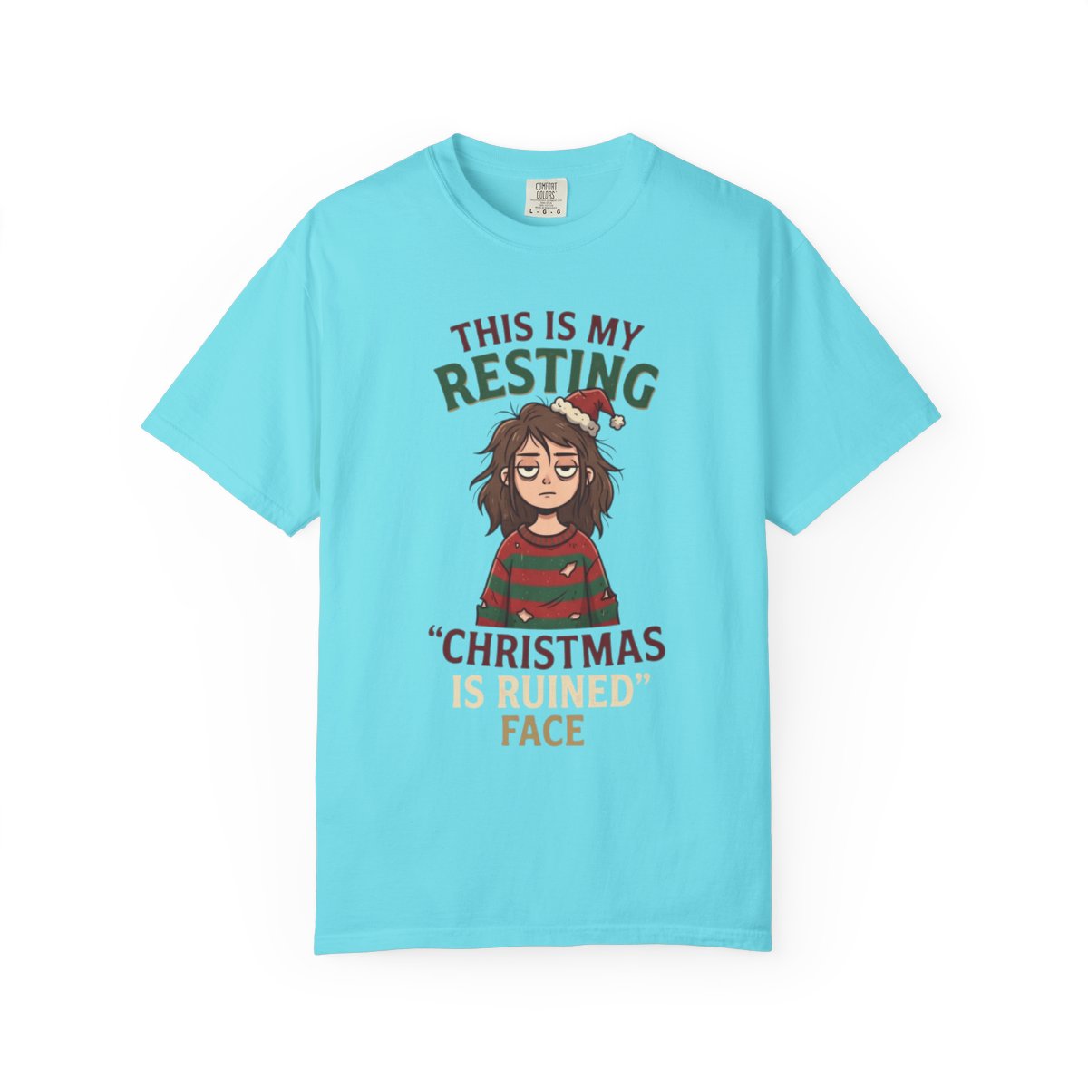 Color: Lagoon Blue | Christmas Is Ruined Unisex Garment-Dyed Tee