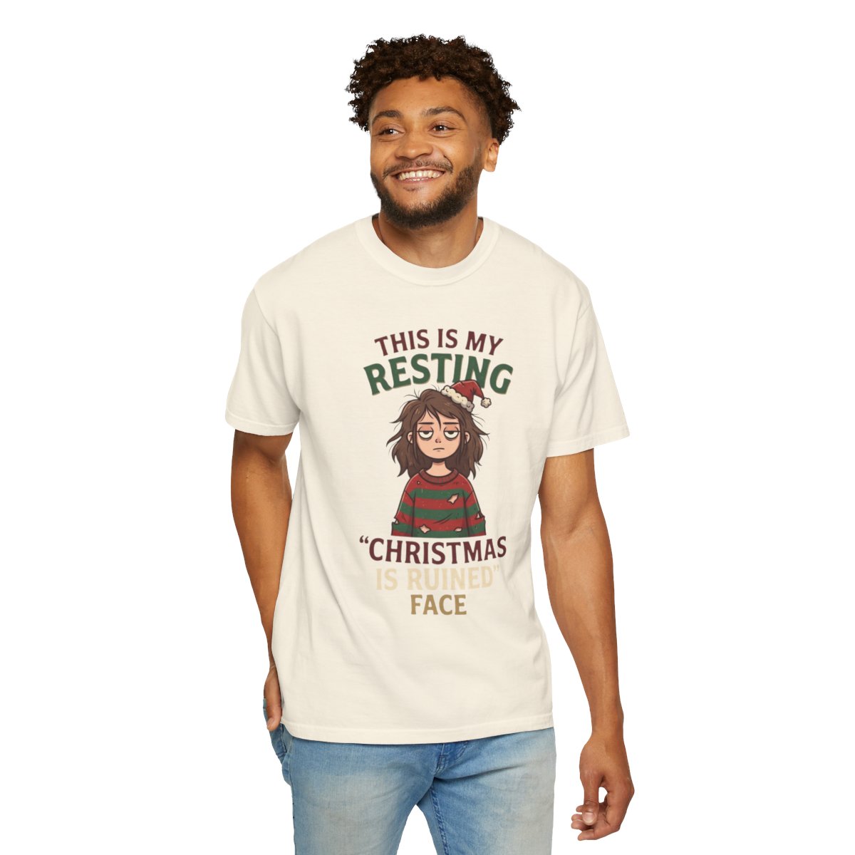 Color: Ivory | Christmas Is Ruined Unisex Garment-Dyed Tee