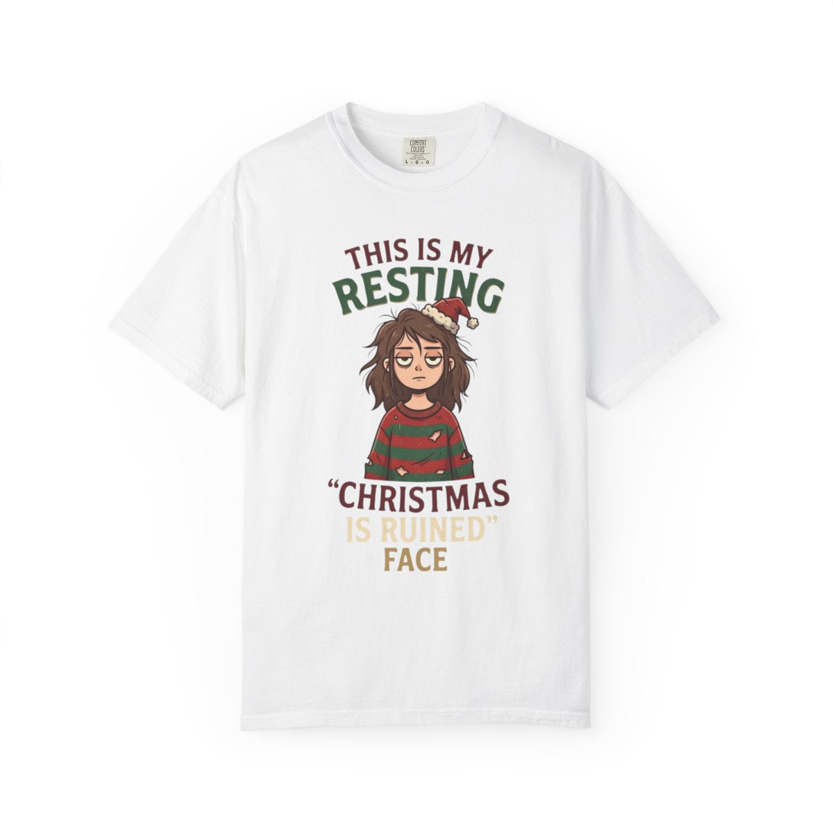 Color: White | Christmas Is Ruined Unisex Garment-Dyed Tee