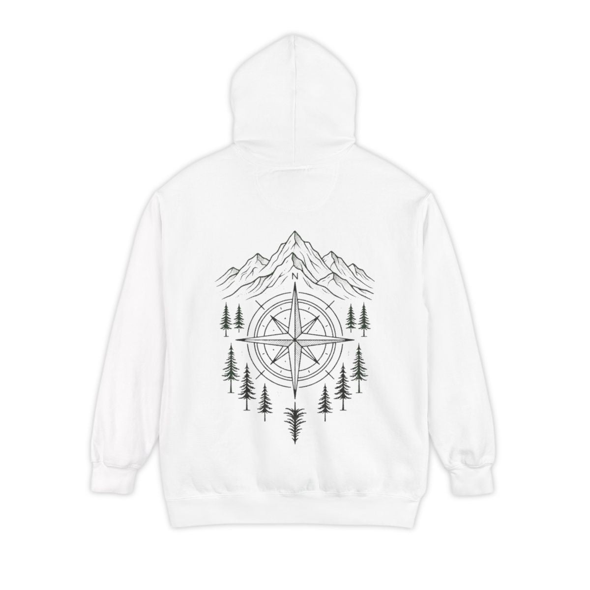 Color: White | Compass Garment-Dyed Hoodie