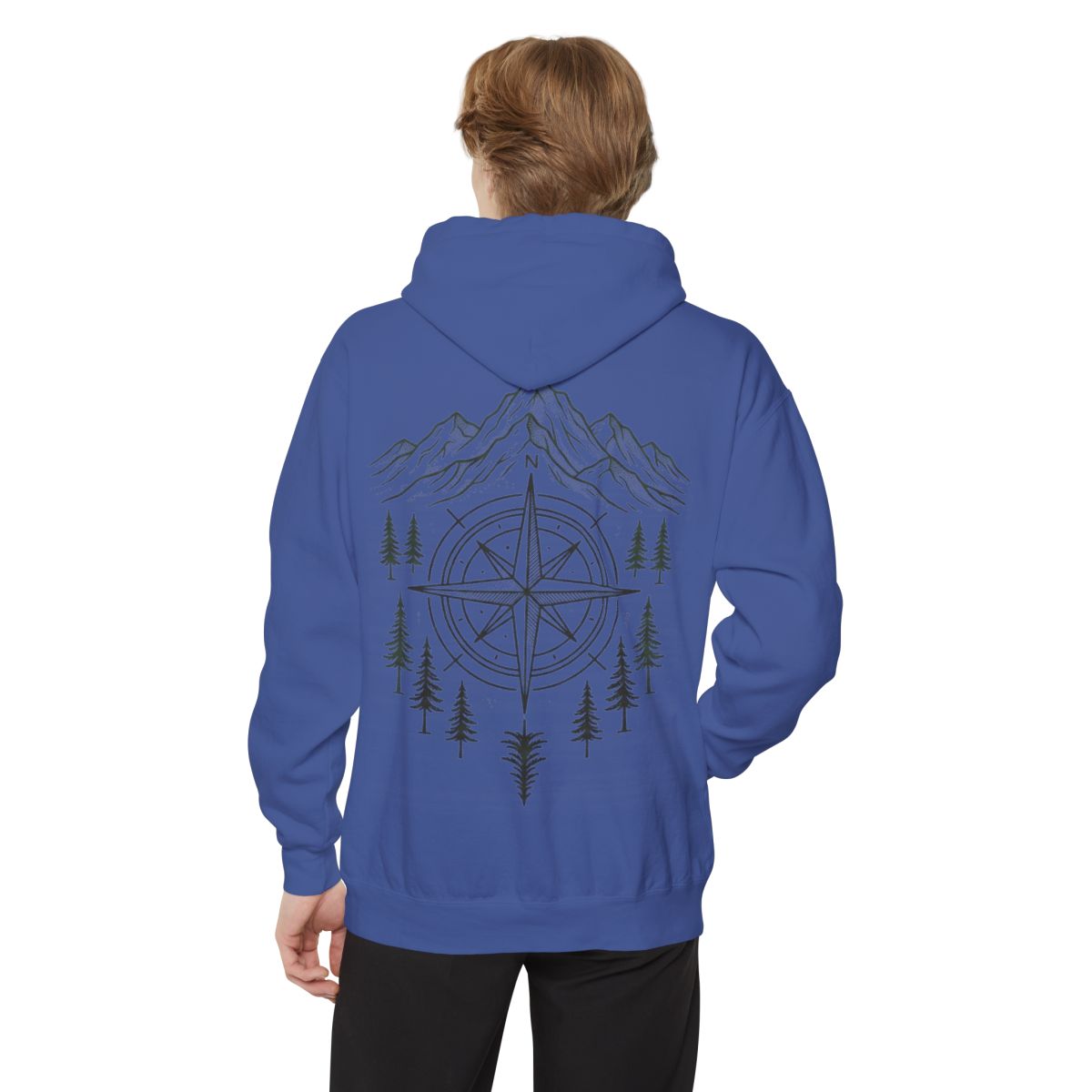 Color: Flo Blue | Compass Garment-Dyed Hoodie