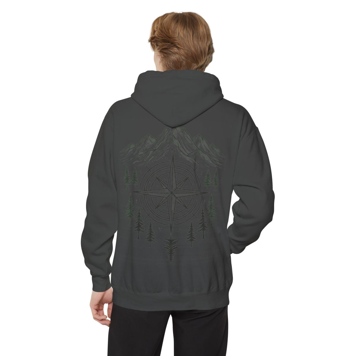 Color: Pepper | Compass Garment-Dyed Hoodie