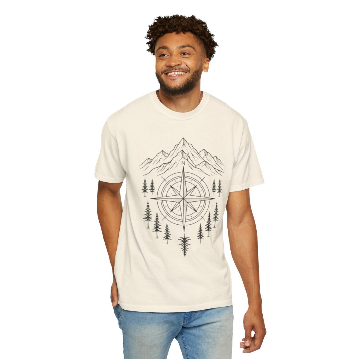Color: Ivory | Compass Unisex Garment-Dyed Tee