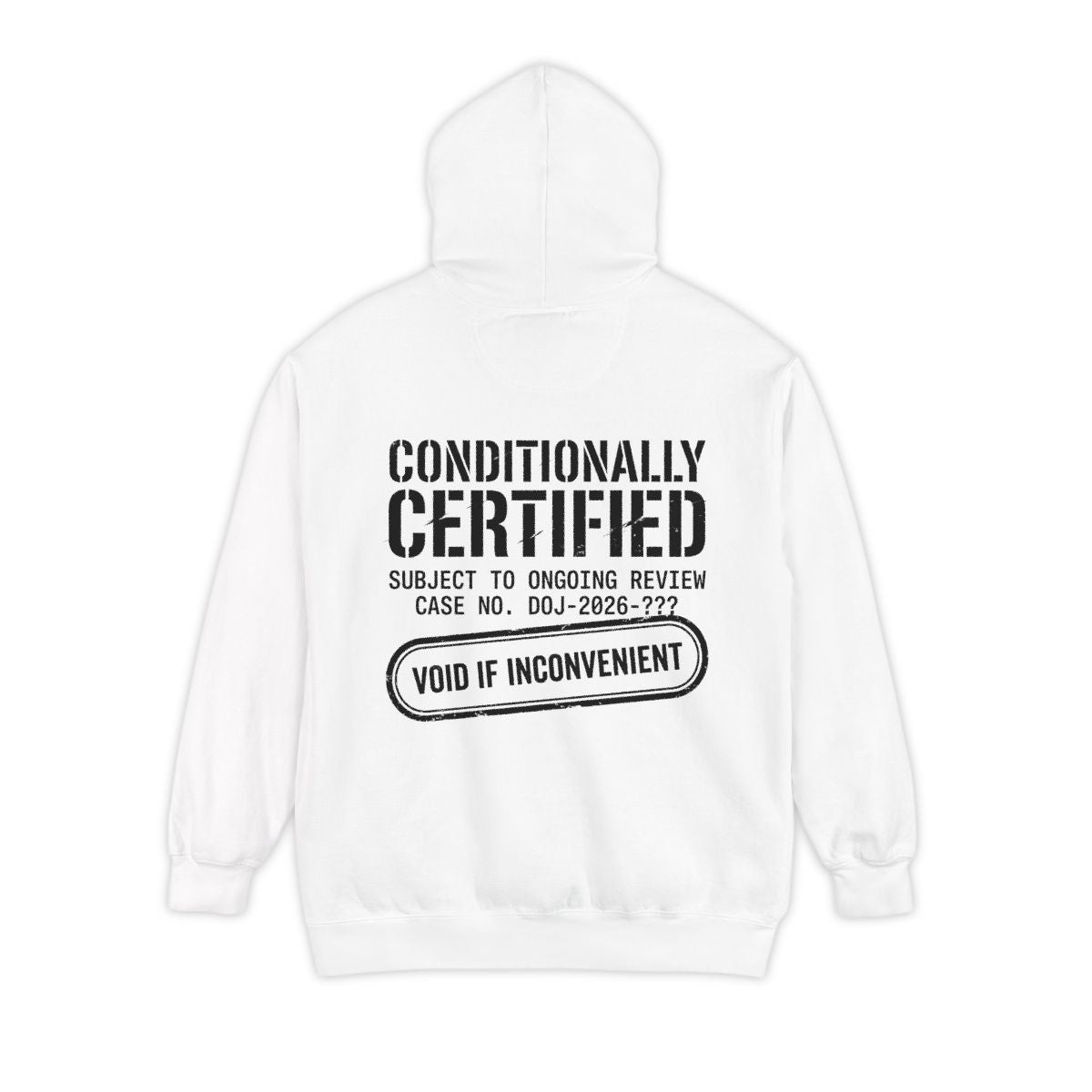 Color: White | Conditionally Certified Garment-Dyed Hoodie
