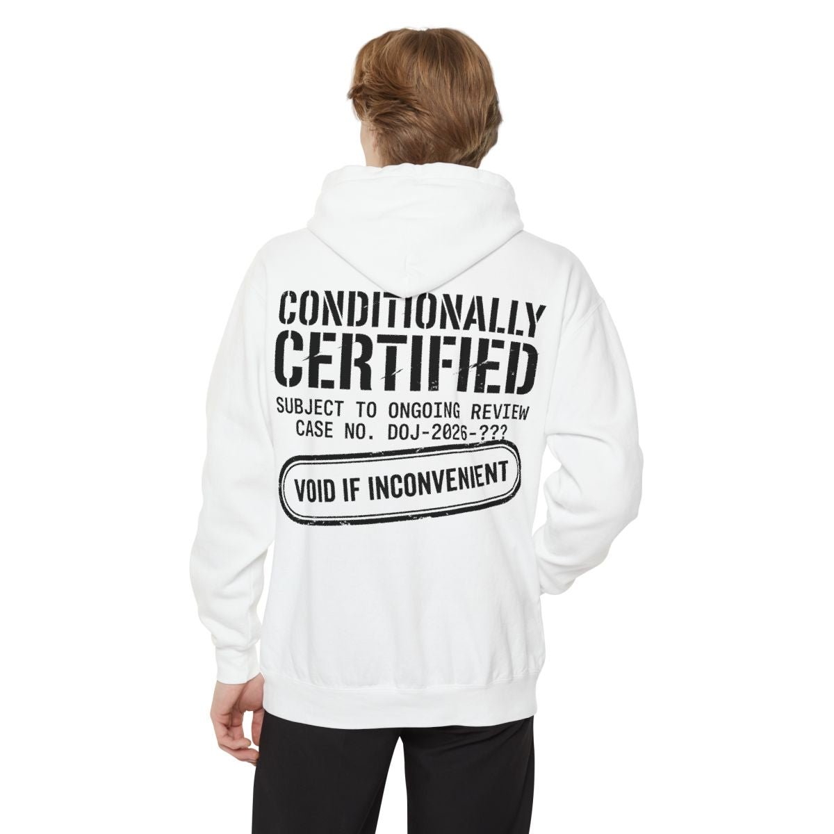 Color: White | Conditionally Certified Garment-Dyed Hoodie