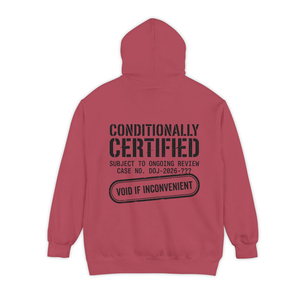 Color: Crimson | Conditionally Certified Garment-Dyed Hoodie