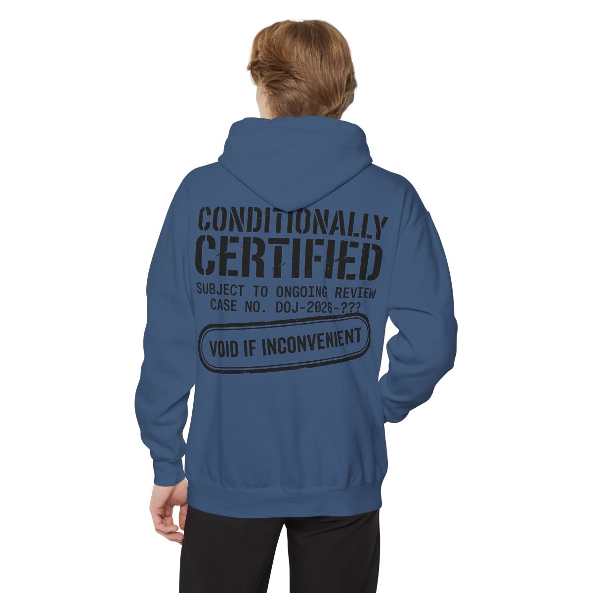 Color: True Navy | Conditionally Certified Garment-Dyed Hoodie