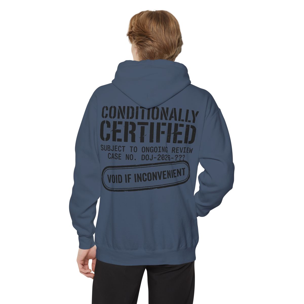 Color: Denim | Conditionally Certified Garment-Dyed Hoodie