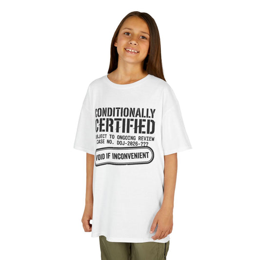 Color: White | Conditionally Certified Kids Tee
