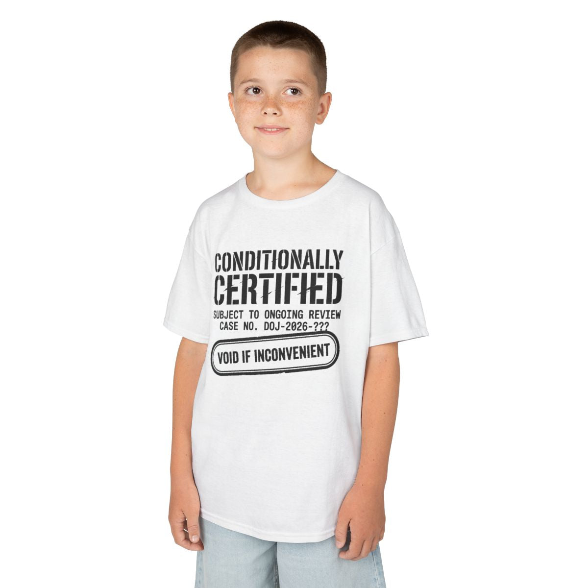 Color: White | Conditionally Certified Kids Tee