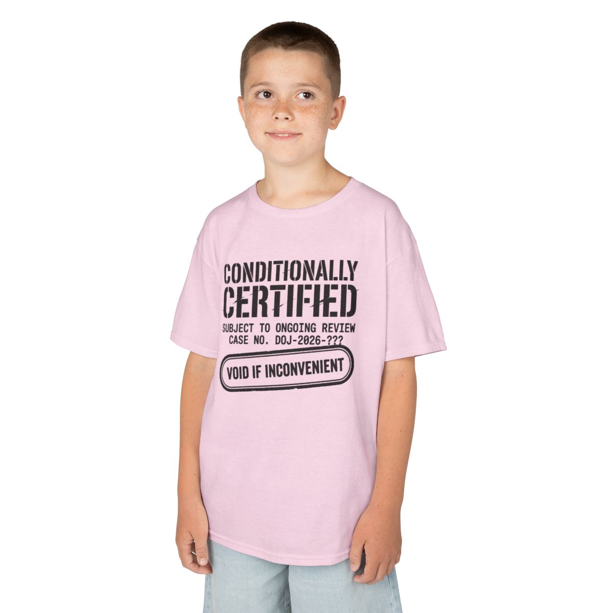 Color: Light Pink | Conditionally Certified Kids Tee