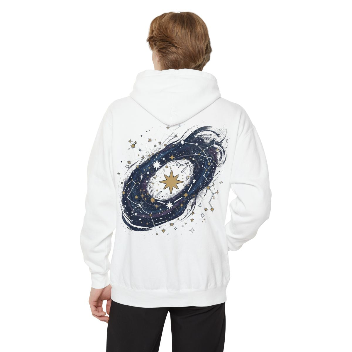 Color: White | Constellation Map (Dark Sky) Garment-Dyed Hoodie