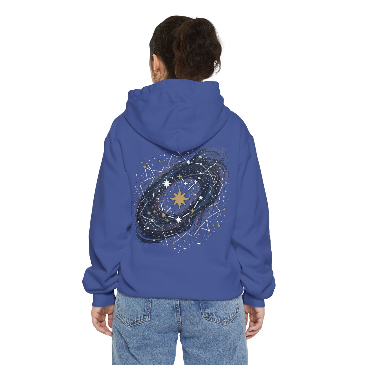 Color: Flo Blue | Constellation Map (Dark Sky) Garment-Dyed Hoodie