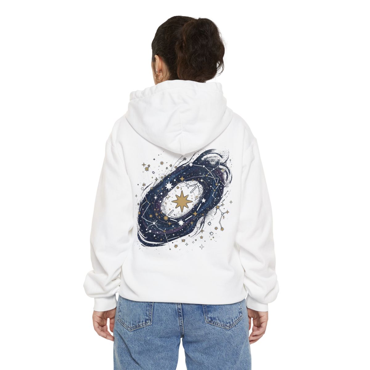 Color: White | Constellation Map (Dark Sky) Garment-Dyed Hoodie