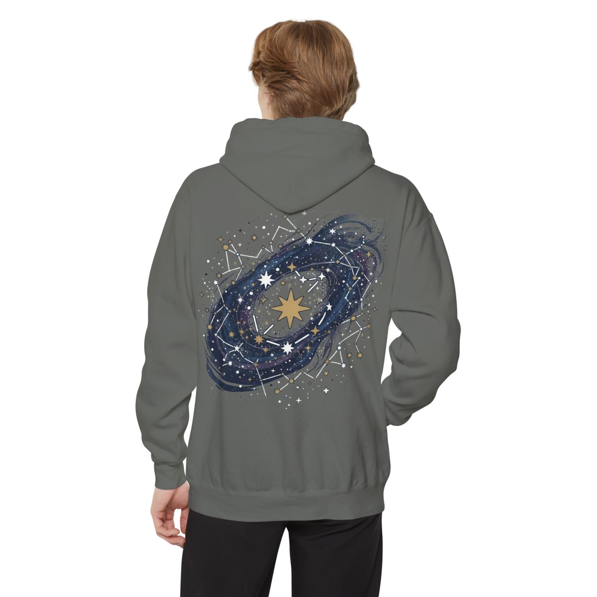Color: Grey | Constellation Map (Dark Sky) Garment-Dyed Hoodie