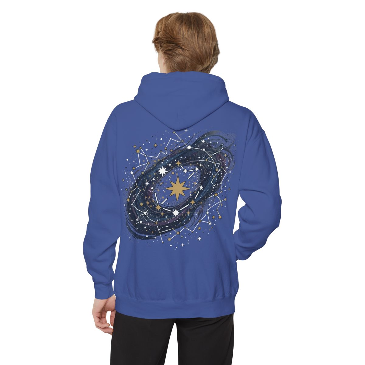 Color: Flo Blue | Constellation Map (Dark Sky) Garment-Dyed Hoodie