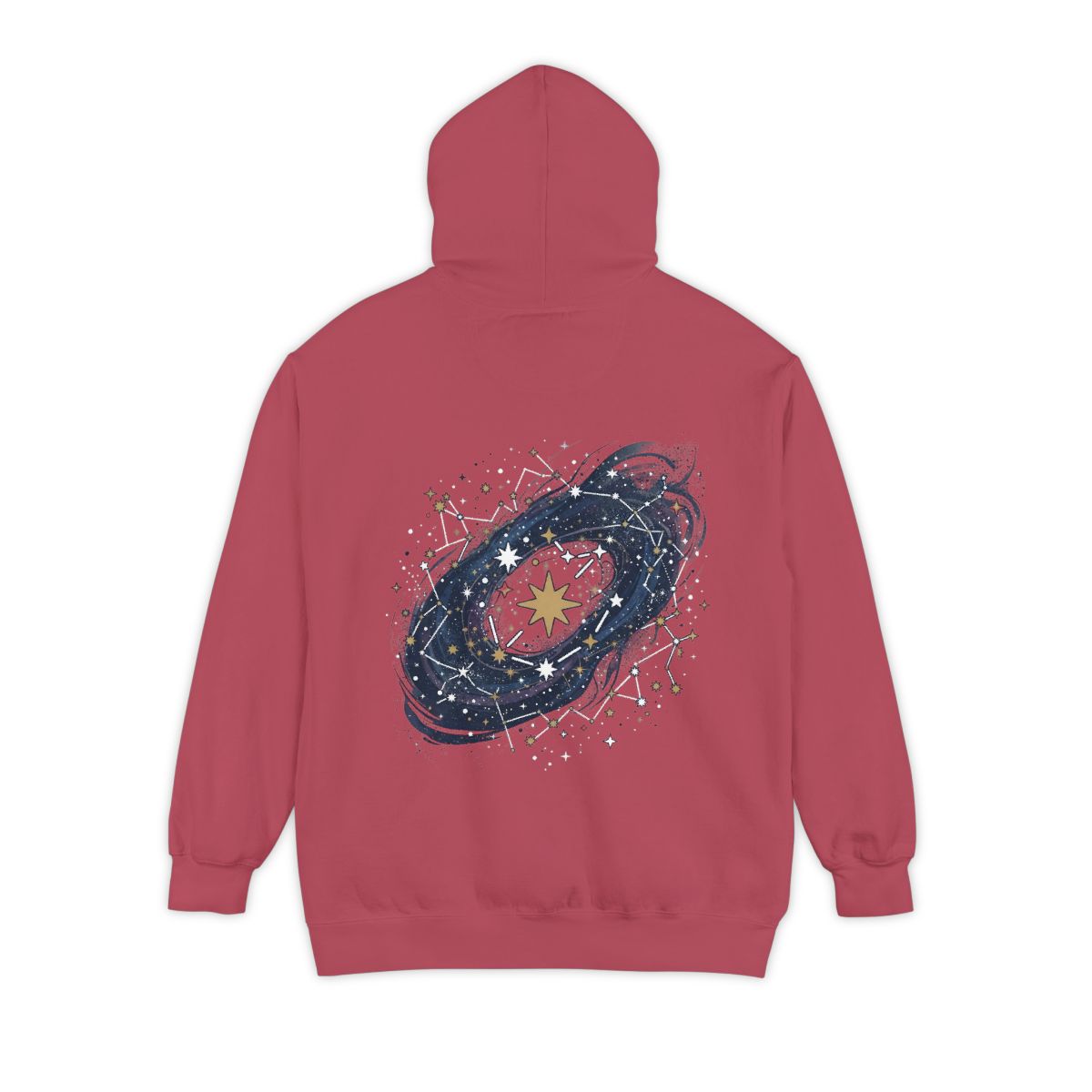 Color: Crimson | Constellation Map (Dark Sky) Garment-Dyed Hoodie