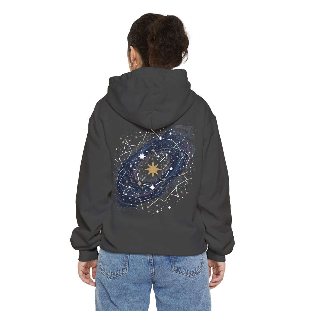 Color: Pepper | Constellation Map (Dark Sky) Garment-Dyed Hoodie
