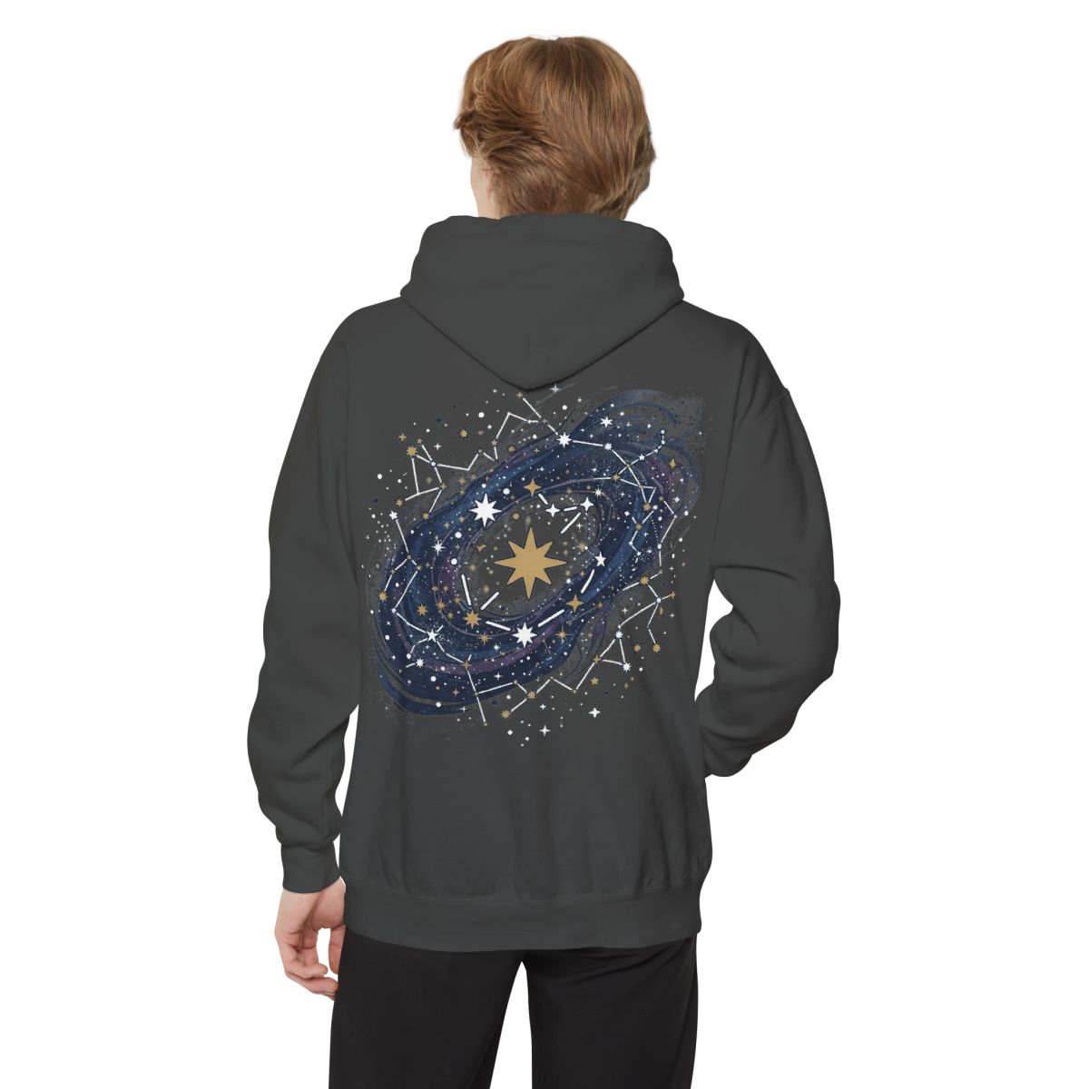 Color: Pepper | Constellation Map (Dark Sky) Garment-Dyed Hoodie