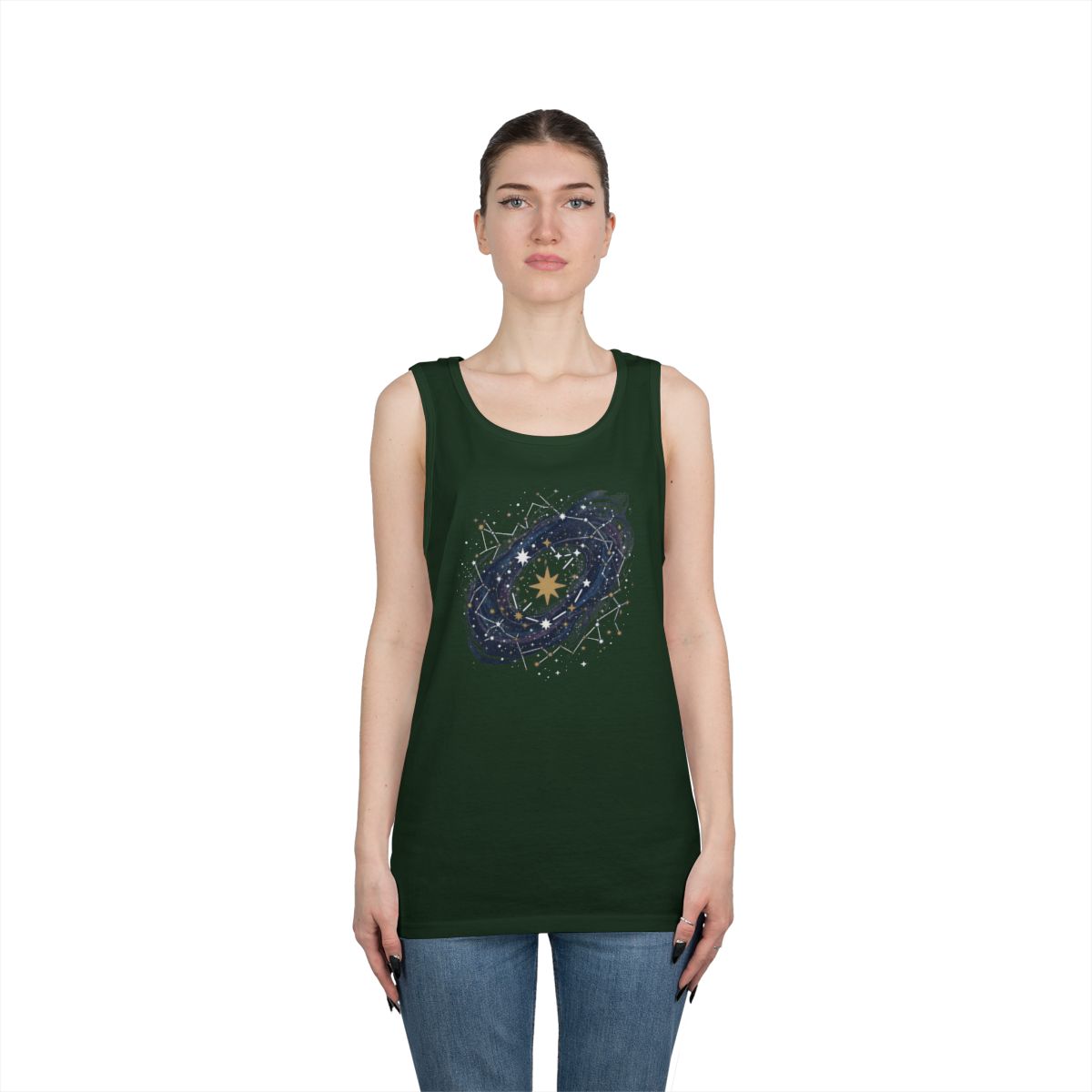 Color: Forest Green | Constellation Map (Dark Sky) Tank Top