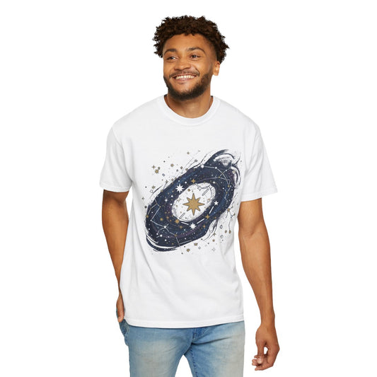 Color: White | Constellation Map (Dark Sky) Unisex Garment-Dyed Tee