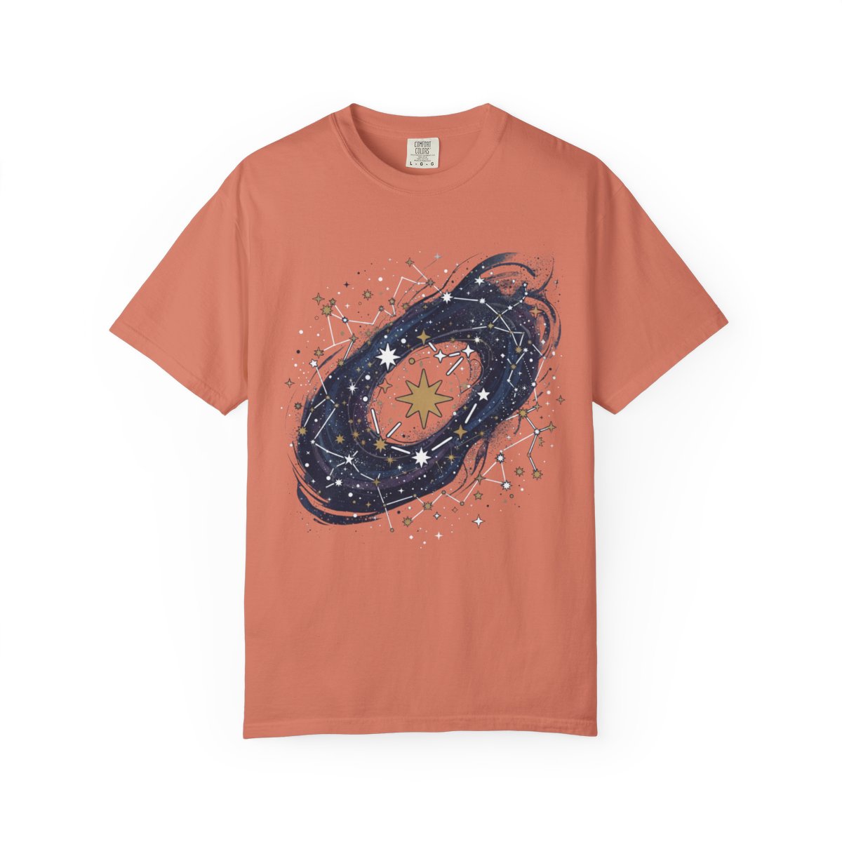 Color: Terracotta | Constellation Map (Dark Sky) Unisex Garment-Dyed Tee
