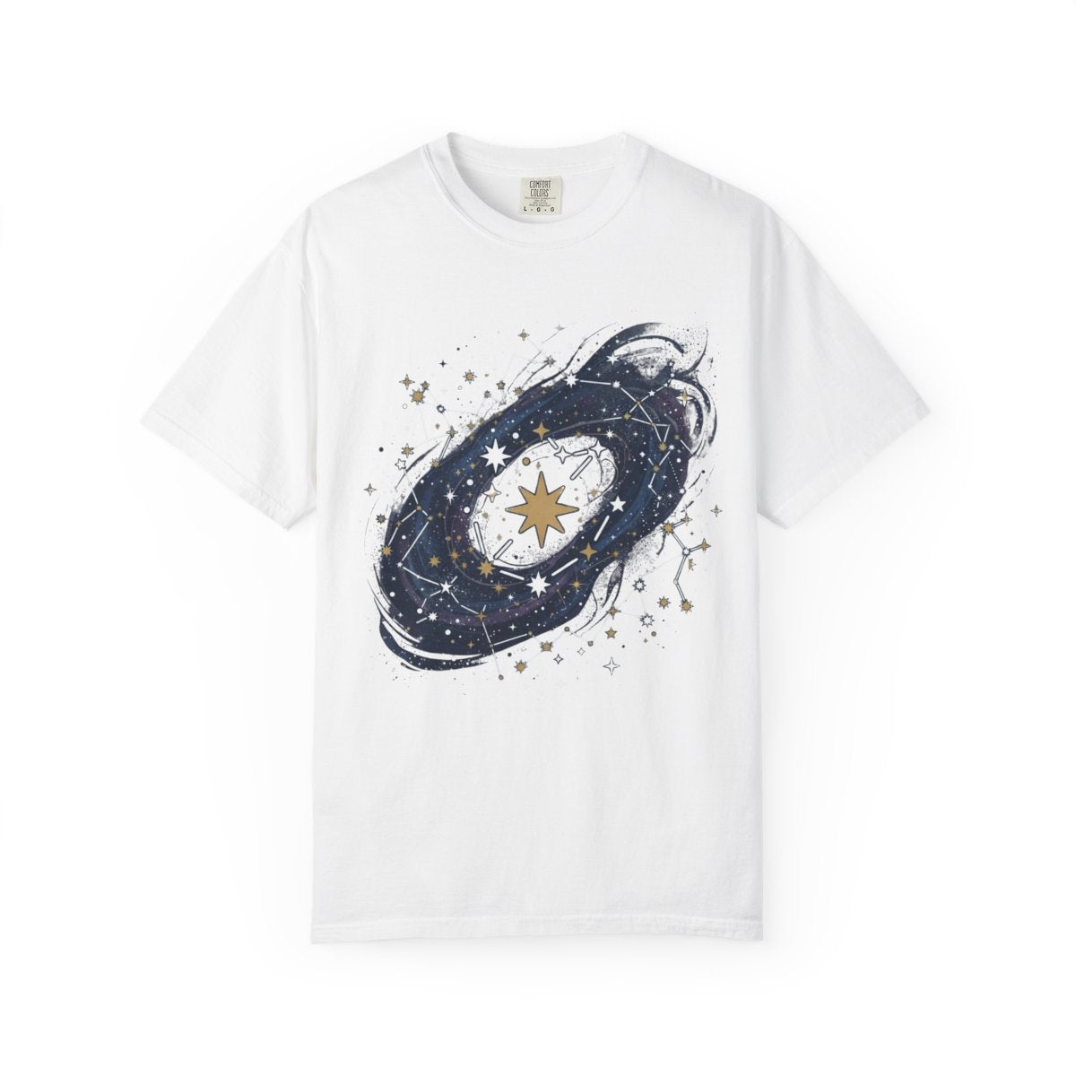 Color: White | Constellation Map (Dark Sky) Unisex Garment-Dyed Tee