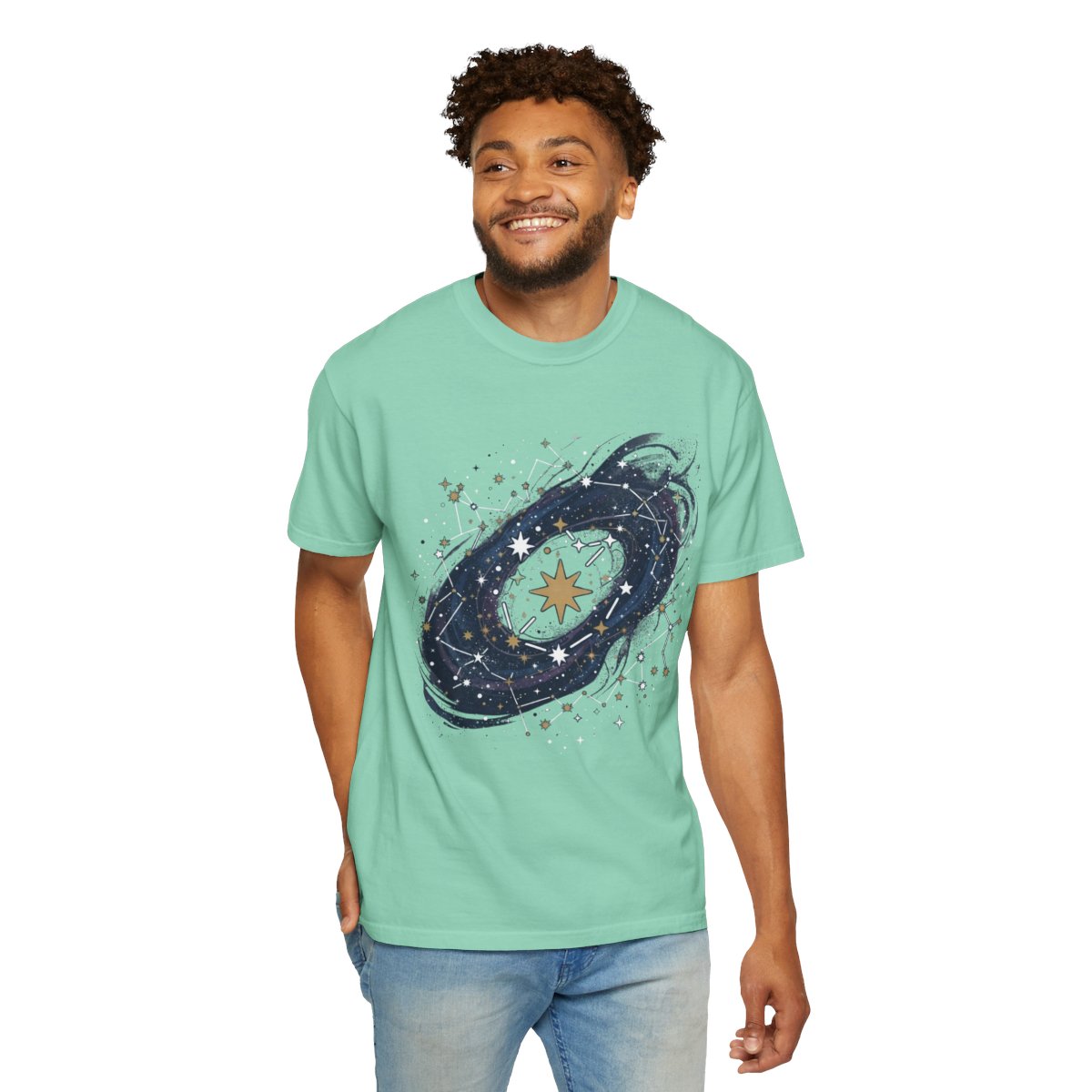 Color: Island Reef | Constellation Map (Dark Sky) Unisex Garment-Dyed Tee