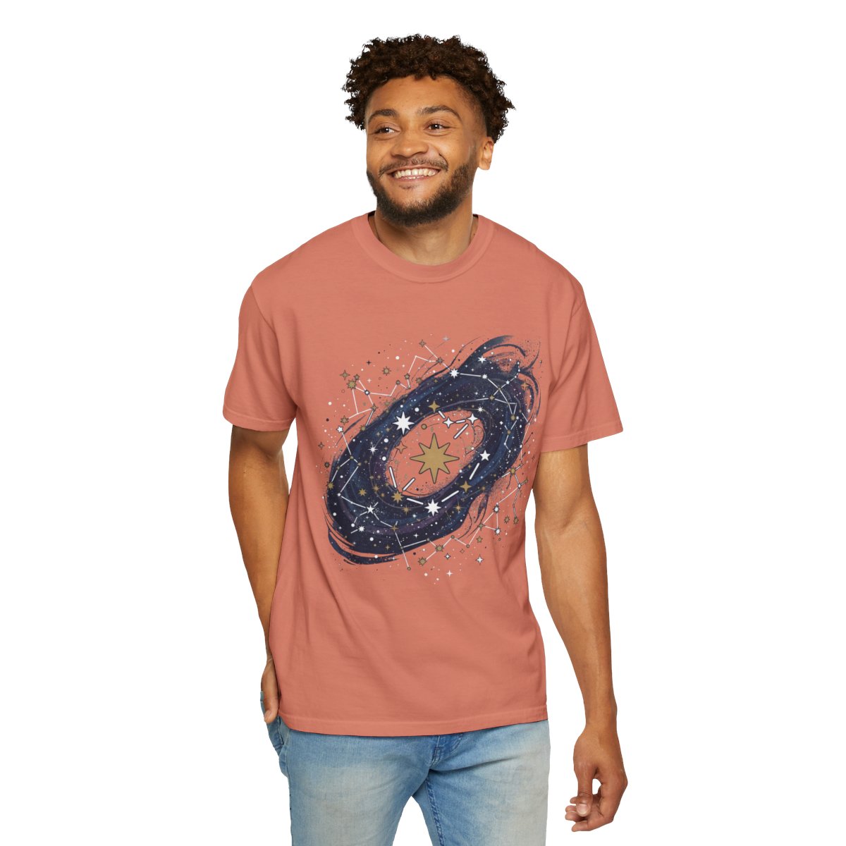 Color: Terracotta | Constellation Map (Dark Sky) Unisex Garment-Dyed Tee