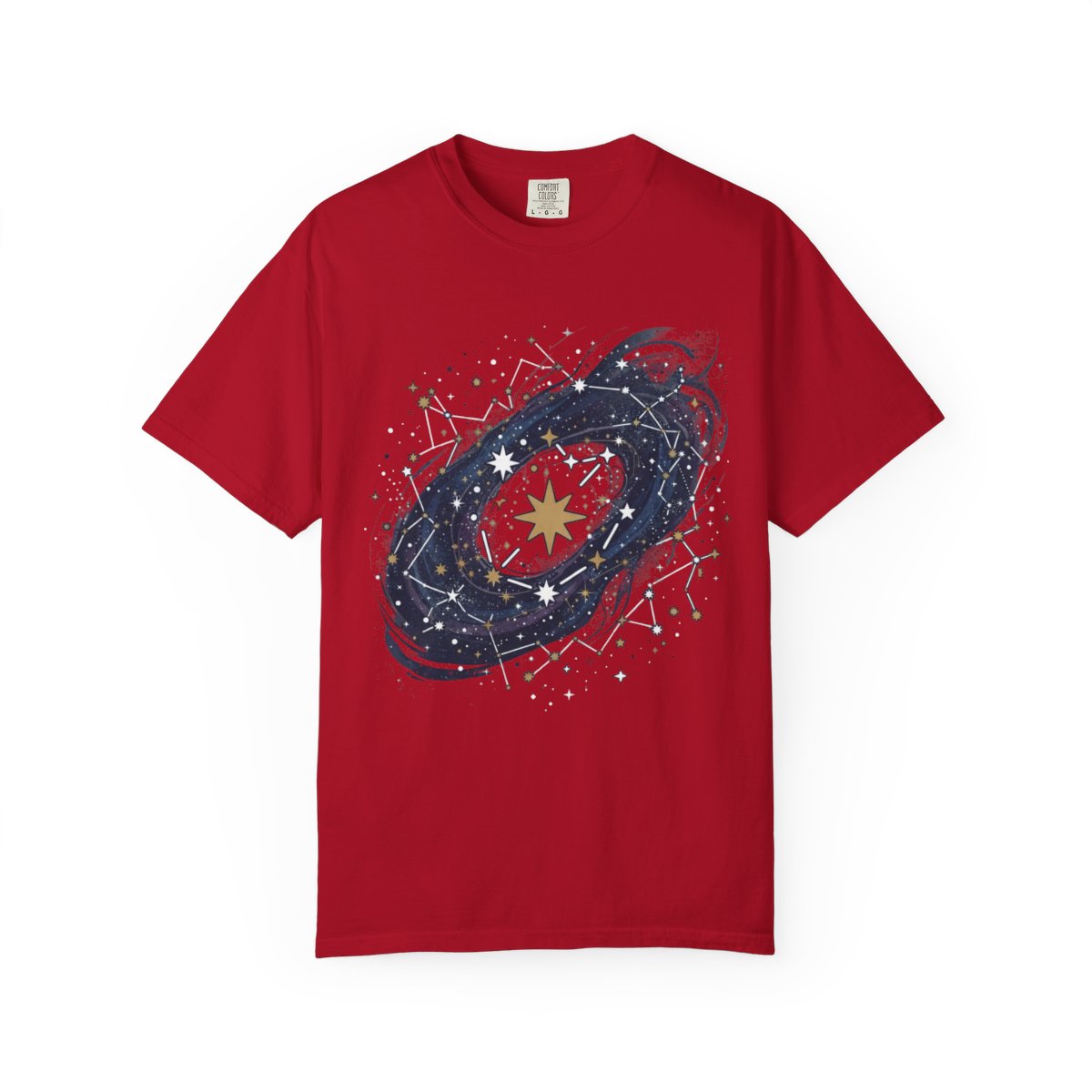 Color: Red | Constellation Map (Dark Sky) Unisex Garment-Dyed Tee