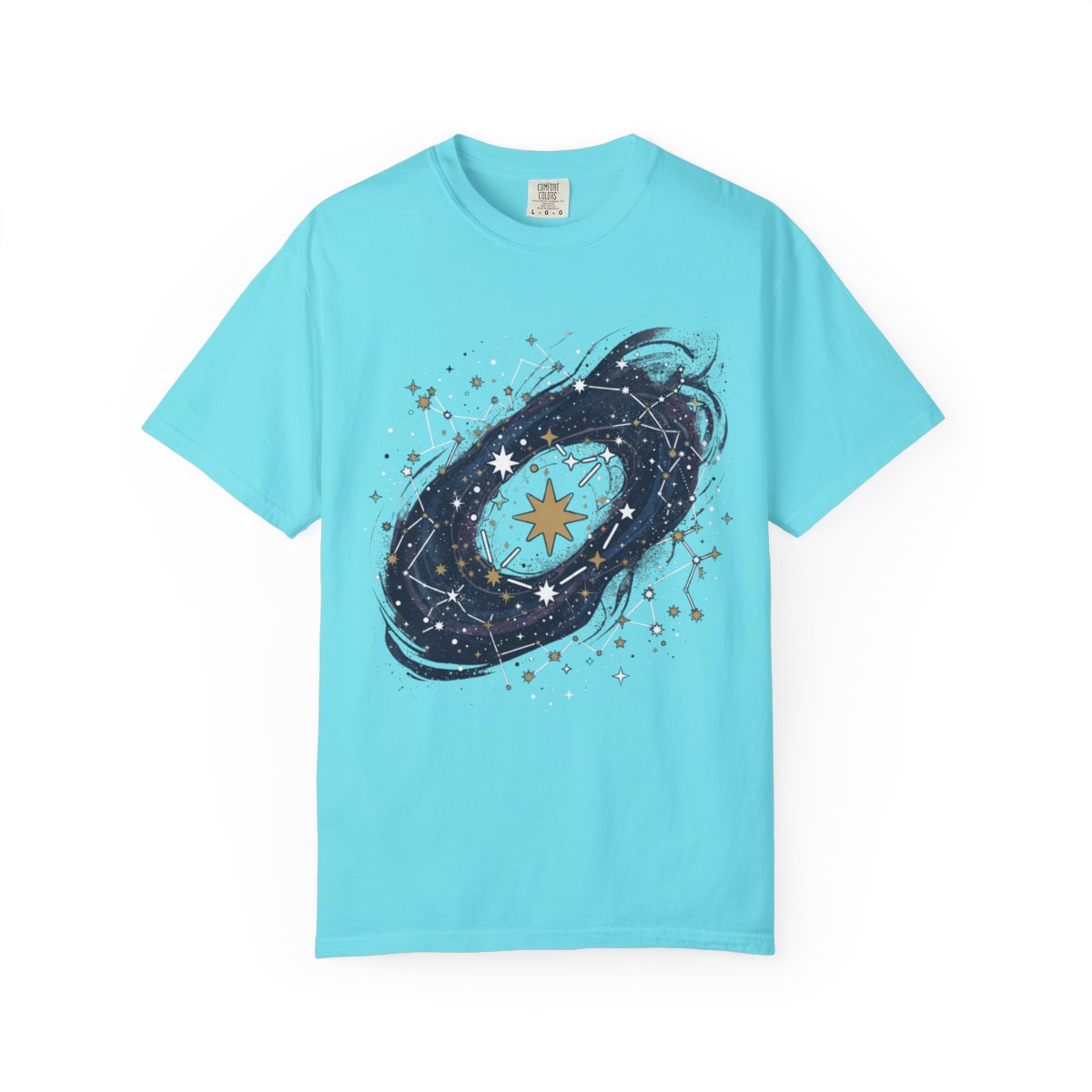 Color: Lagoon Blue | Constellation Map (Dark Sky) Unisex Garment-Dyed Tee