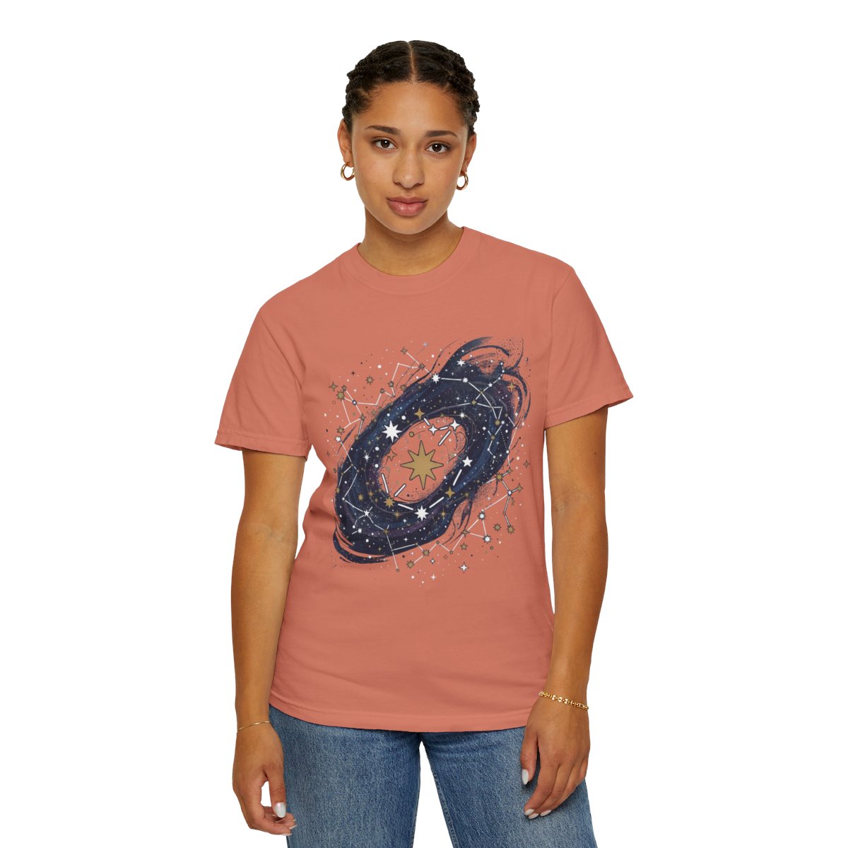 Color: Terracotta | Constellation Map (Dark Sky) Unisex Garment-Dyed Tee
