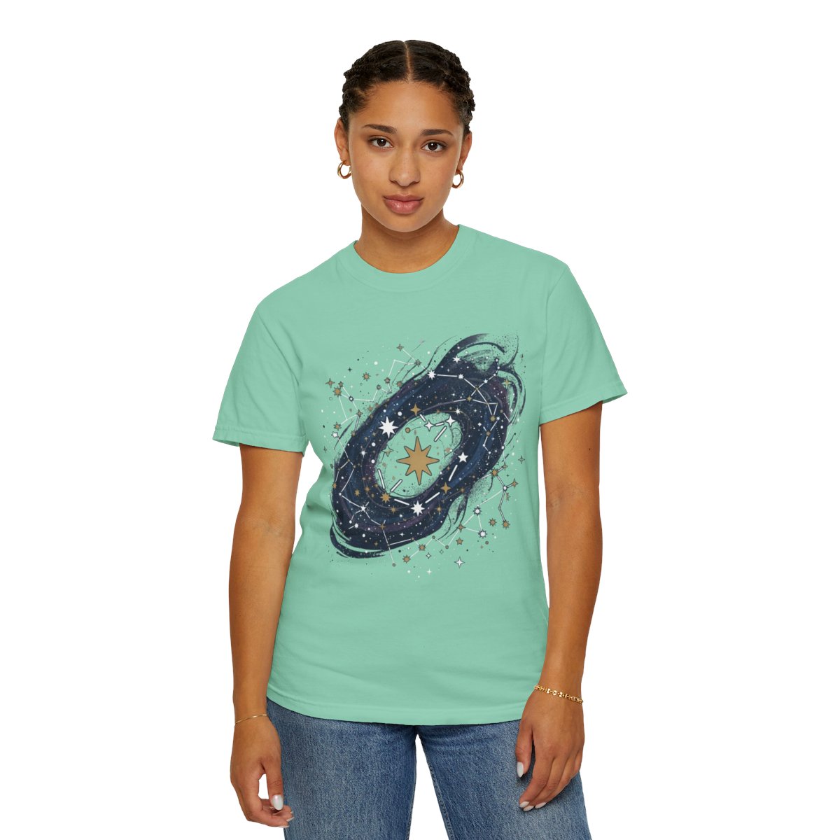 Color: Island Reef | Constellation Map (Dark Sky) Unisex Garment-Dyed Tee