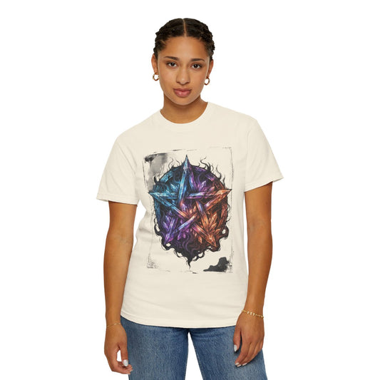 Color: Ivory | Cosmic Spectrum Pentacle Unisex Garment-Dyed Tee