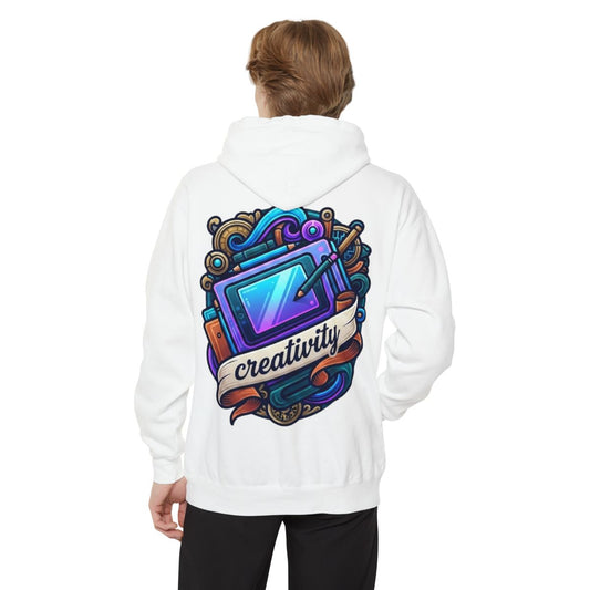 Color: White | Creativity Garment-Dyed Hoodie