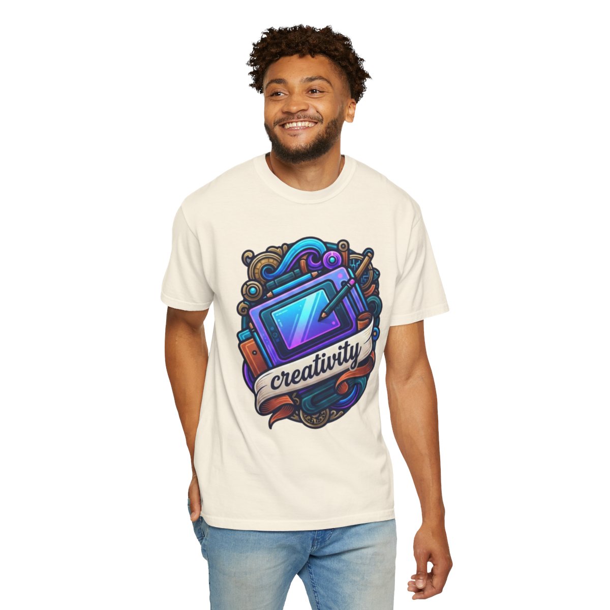 Color: Ivory | Creativity Unisex Garment-Dyed Tee