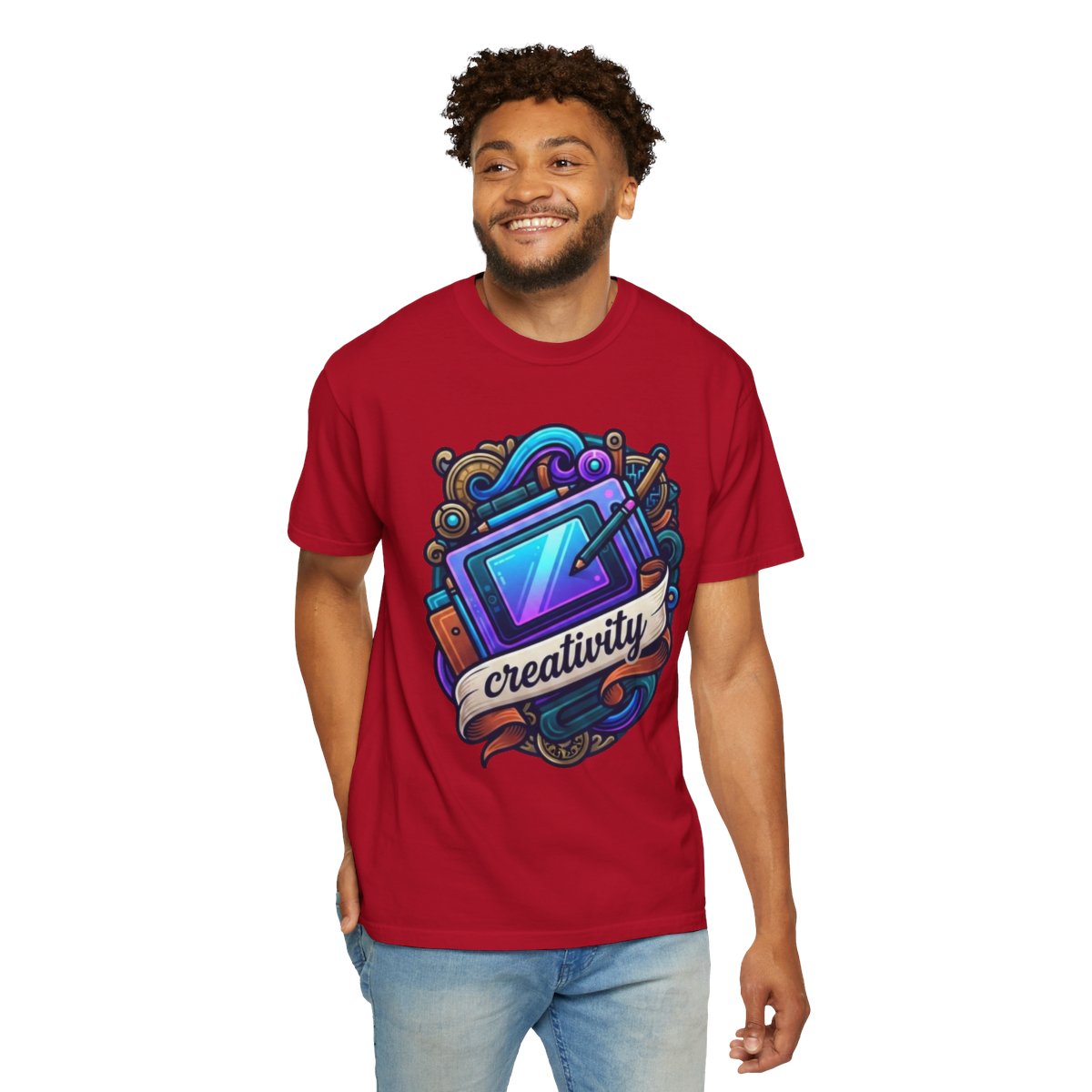 Color: Red | Creativity Unisex Garment-Dyed Tee