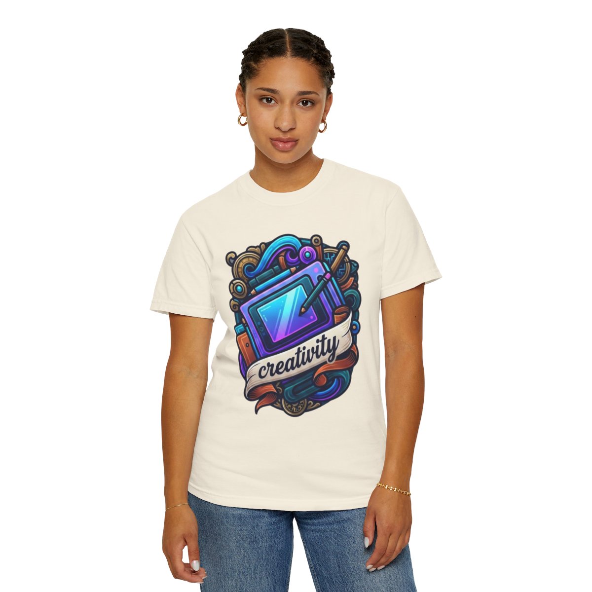 Color: Ivory | Creativity Unisex Garment-Dyed Tee