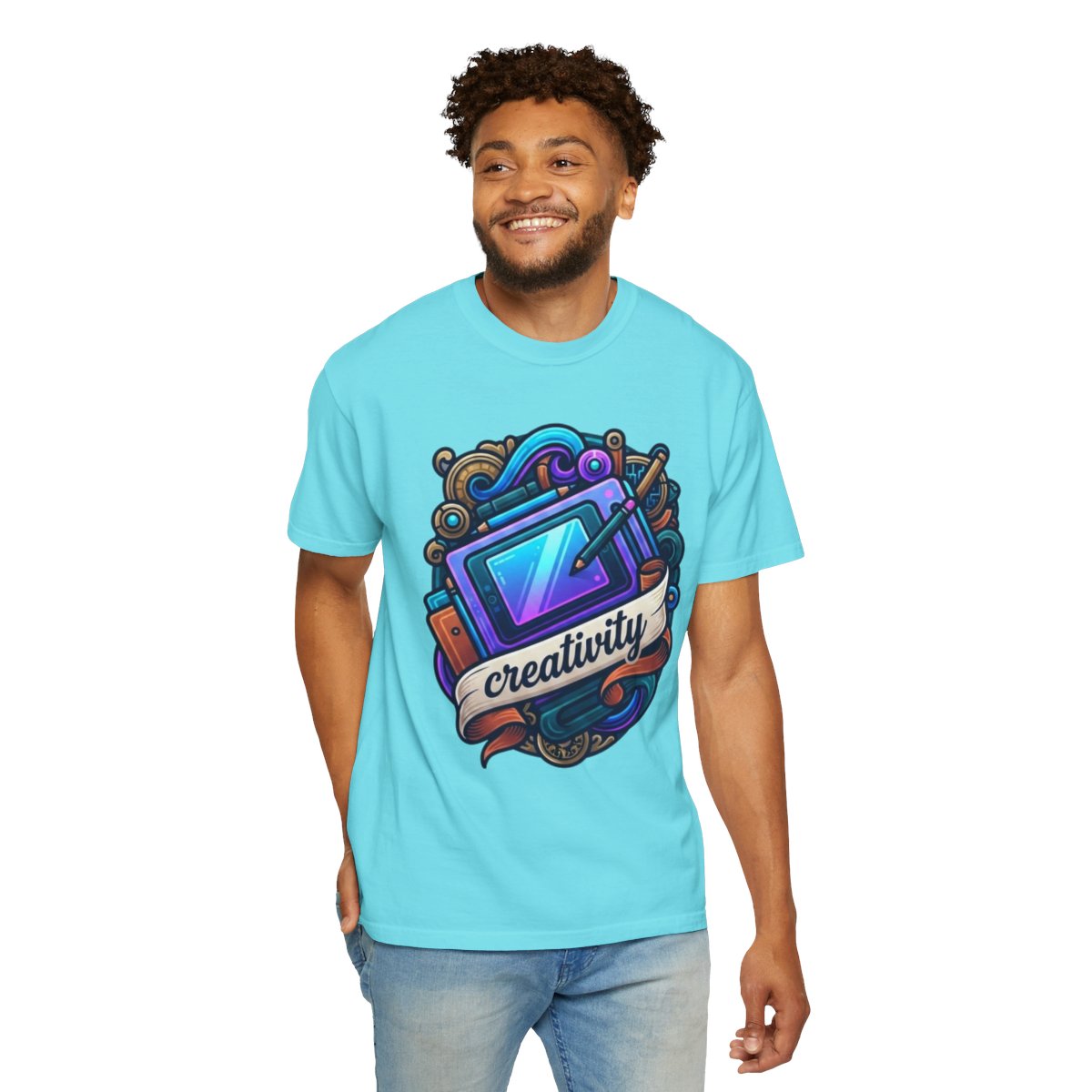Color: Lagoon Blue | Creativity Unisex Garment-Dyed Tee