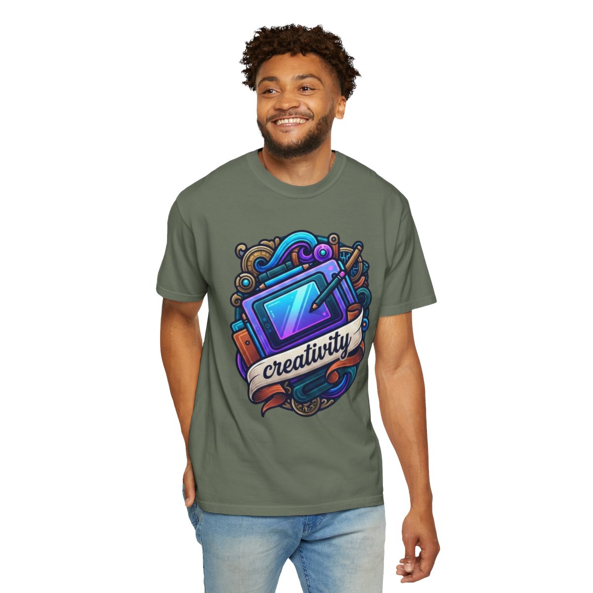 Color: Moss | Creativity Unisex Garment-Dyed Tee