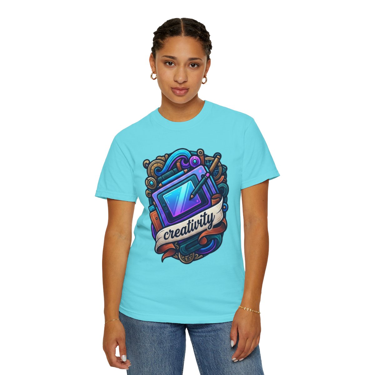 Color: Lagoon Blue | Creativity Unisex Garment-Dyed Tee