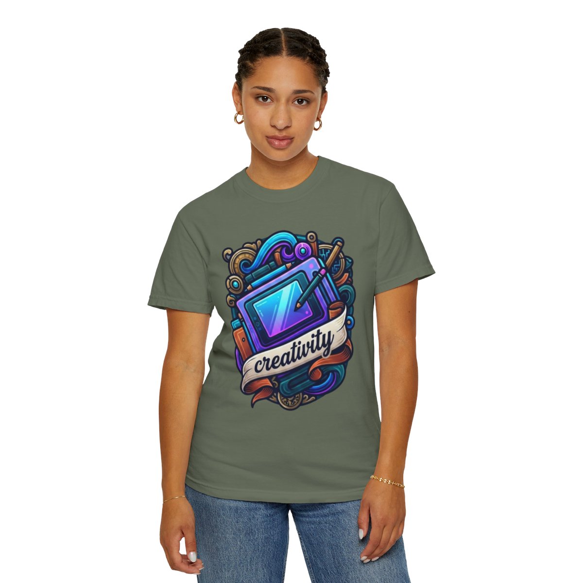Color: Moss | Creativity Unisex Garment-Dyed Tee