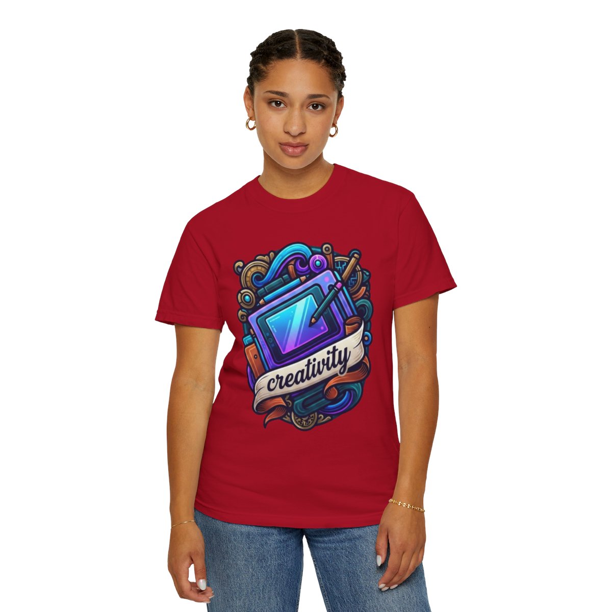 Color: Red | Creativity Unisex Garment-Dyed Tee