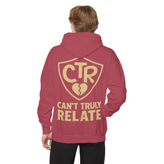 Color: Crimson | CTR - Can't Truly Relate Garment-Dyed Hoodie