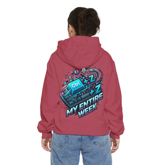 Color: Crimson | CTRL Z My Entire Week Garment-Dyed Hoodie