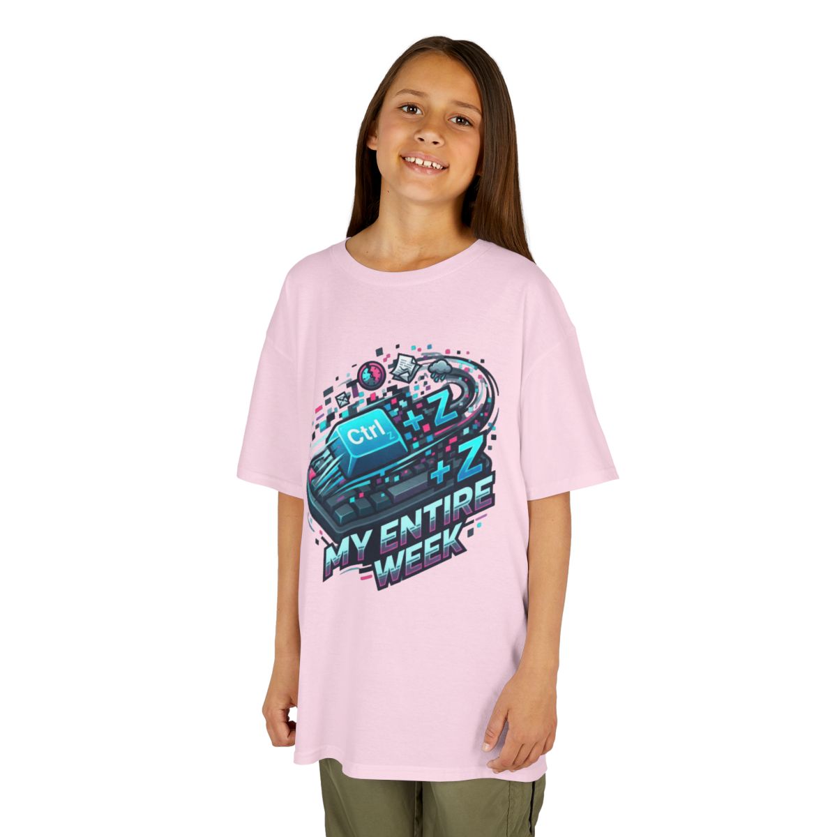Color: Light Pink | CTRL Z My Entire Week Kids Tee